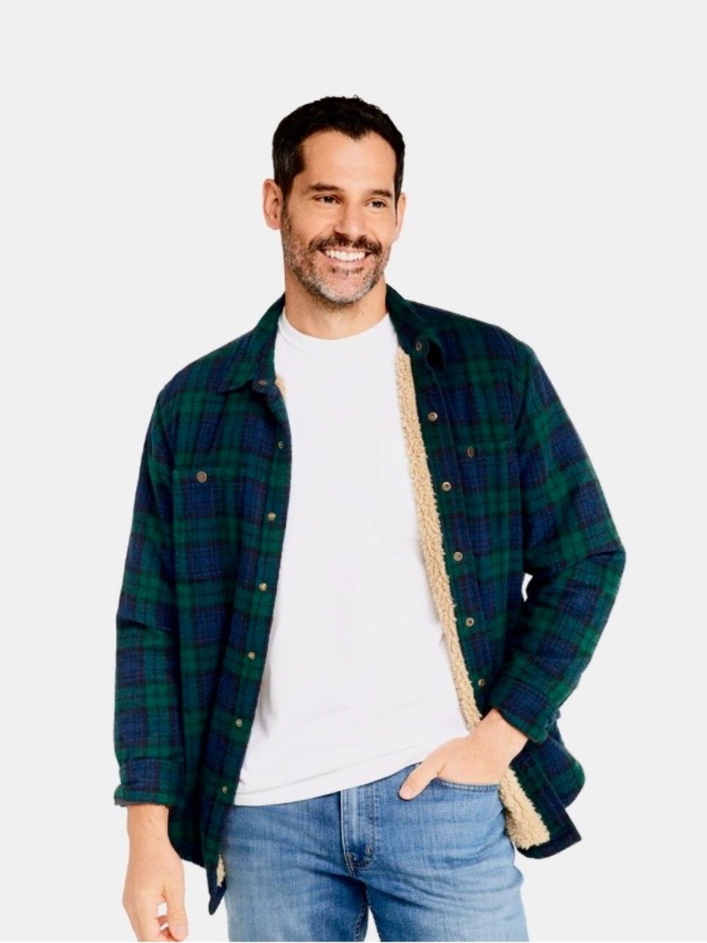 L.L.Bean Sherpa Lined Scotch Long-Sleeve Plaid Shirt Tall Large
